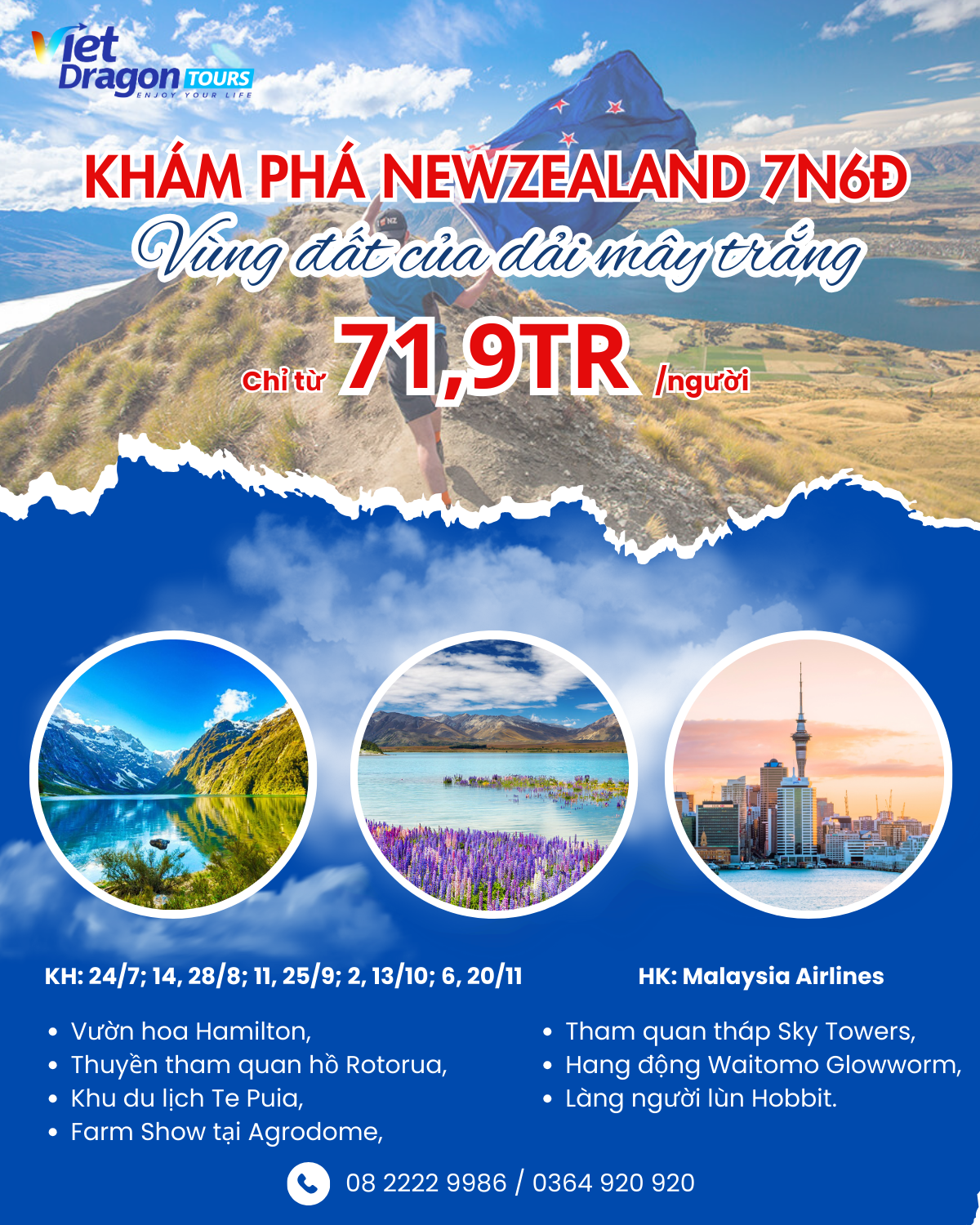 DU LỊCH NEW ZEALAND – VÙNG ĐẤT CỦA DẢI MÂY TRẮNG BAY MALAYSIA AIRLINES