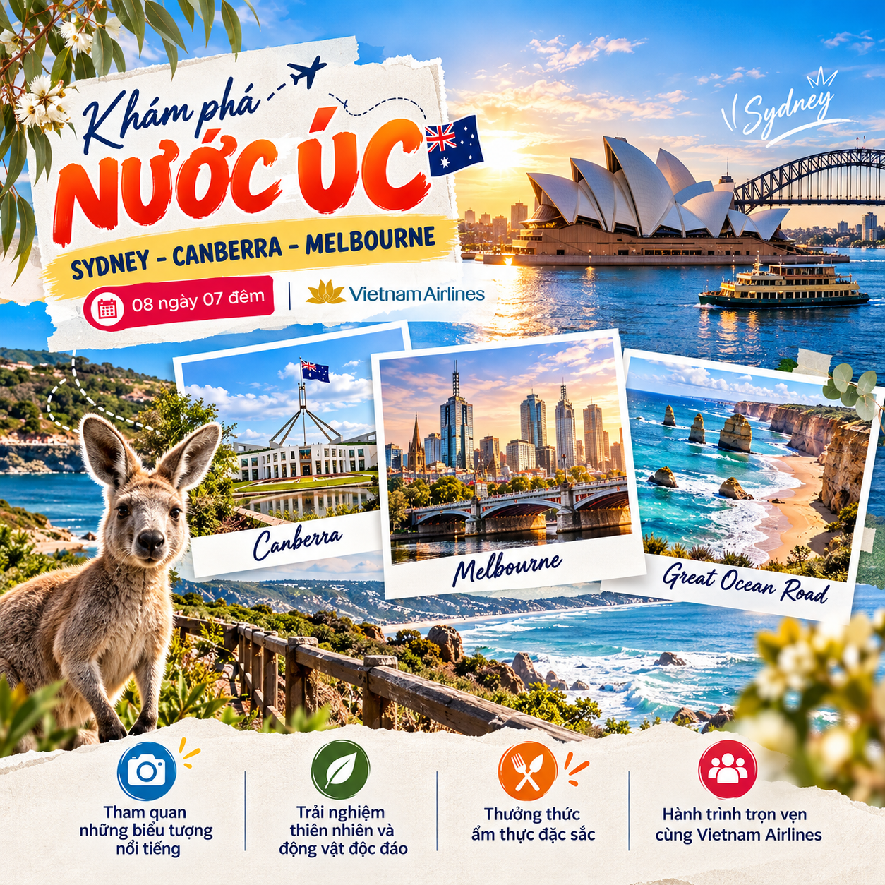 TRẢI NGHIỆM NƯỚC ÚC VỚI CUNG ĐƯỜNG TOUR ĐỘC ĐÁO: HÀ NỘI – SYDNEY – CANBERRA - MELBOURNE - HÀ NỘI