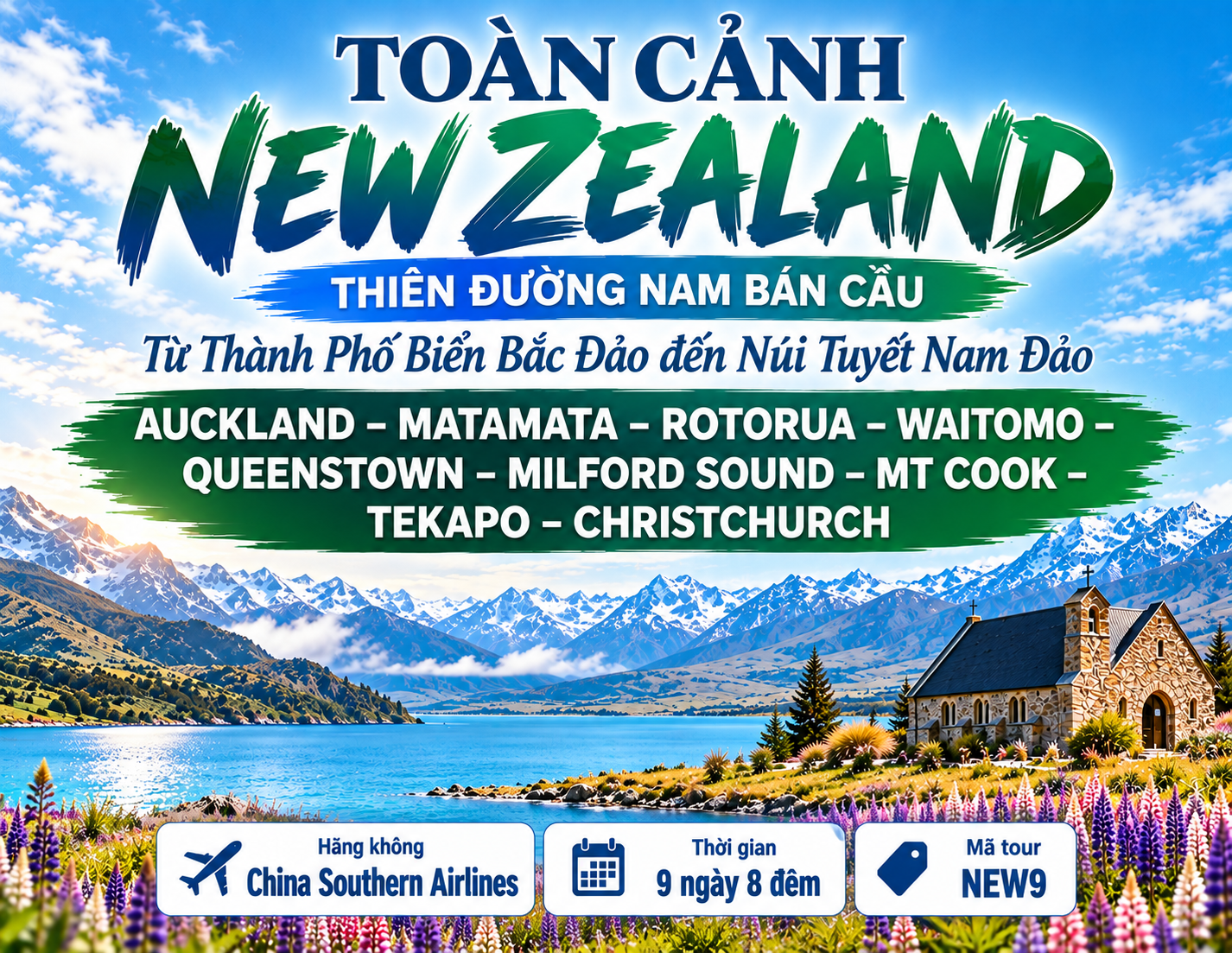 TOÀN CẢNH NEW ZEALAND THIÊN ĐƯỜNG NAM BÁN CẦU - TỪ THÀNH PHỐ BIỂN BẮC ĐẢO ĐẾN NÚI TUYẾT NAM ĐẢO